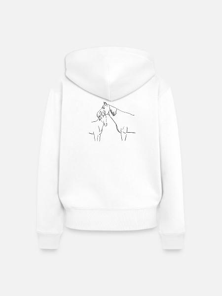 Pferdefamilie - Frauen Premium Bio Zip Hoodie - Weiß