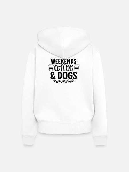 Wochenenden Kaffee Und Hunde - Frauen Premium Bio Zip Hoodie - Weiß