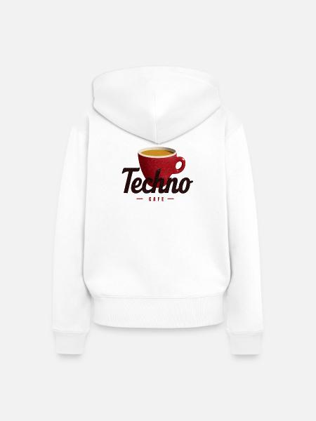 Techno Cafe - Frauen Premium Bio Zip Hoodie - Weiß