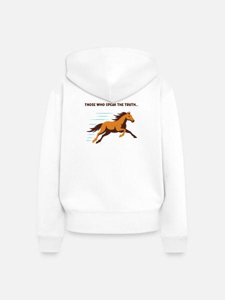 Galopp der Wahrheit - Frauen Premium Bio Zip Hoodie - Weiß