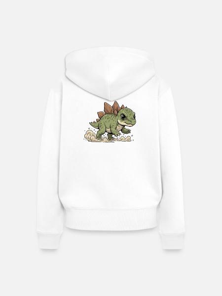 Fröhlicher Stegosaurus - Frauen Premium Bio Zip Hoodie - Weiß