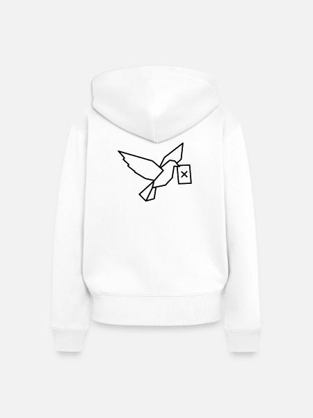 Brieftaube Wahlzettel Outline - Frauen Premium Bio Zip Hoodie - Weiß