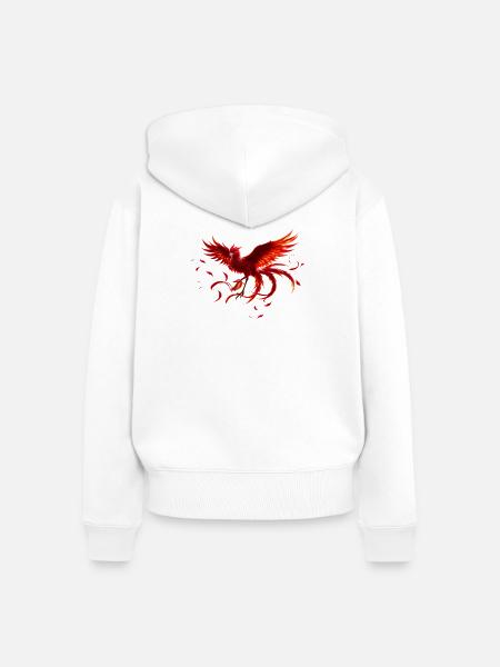 Scarlet Phoenix im Flug - Frauen Premium Bio Zip Hoodie - Weiß