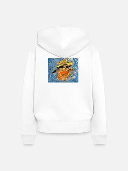 Blauer Farbwirbel im Orange - Frauen Premium Bio Zip Hoodie - Weiß