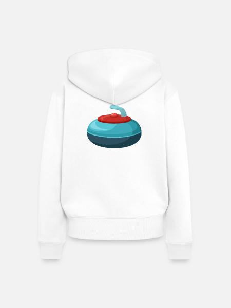 Curling Stone - Frauen Premium Bio Zip Hoodie - Weiß