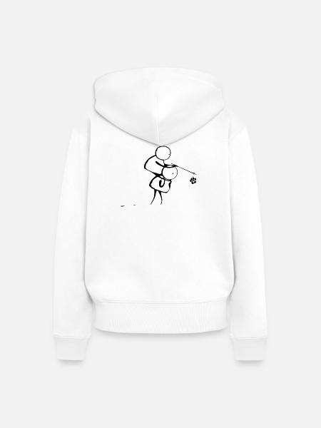 Hund_angeln - Frauen Premium Bio Zip Hoodie - Weiß