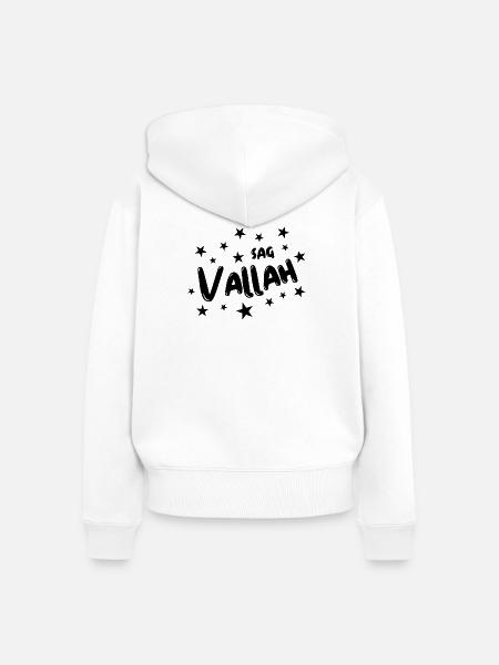 SAG Vallaha Lustiger Jugendslang Spruch - Frauen Premium Bio Zip Hoodie - Weiß