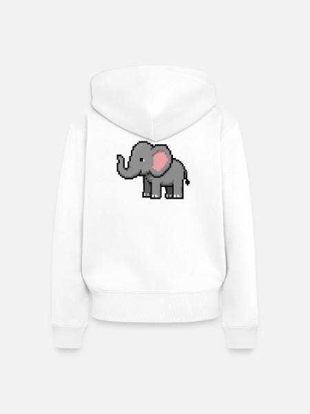 PixelElefant Grau Pinkes Ohr - Frauen Premium Bio Zip Hoodie - Weiß
