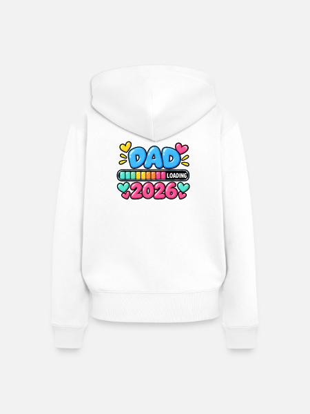 Papa lädt 2026 – Neue Vater-Ankündigung - Frauen Premium Bio Zip Hoodie - Weiß