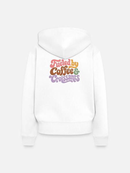 Coffee and Croissants Groovy Retro - Frauen Premium Bio Zip Hoodie - Weiß