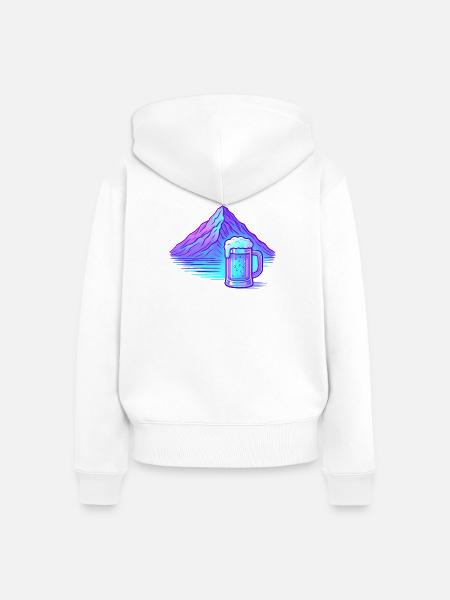 Bergneon Bierglanz Blau - Frauen Premium Bio Zip Hoodie - Weiß