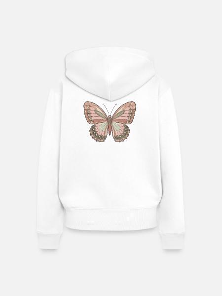 Boho Schmetterling - Frauen Premium Bio Zip Hoodie - Weiß