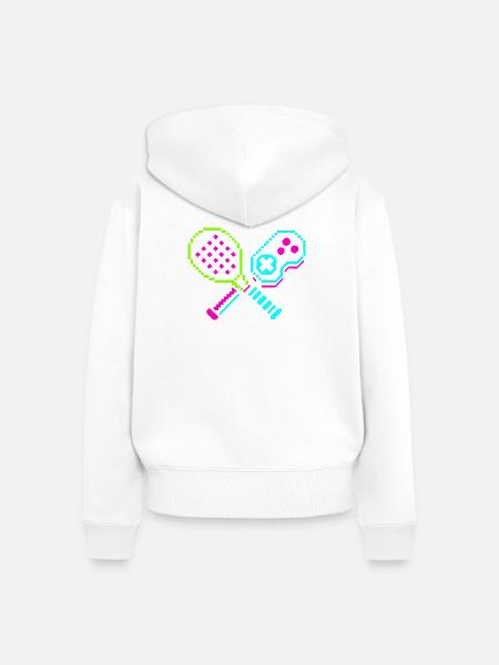 Retro Arcade Neon Paddel - Frauen Premium Bio Zip Hoodie - Weiß