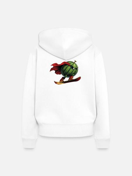 Superheld Wassermelone Auf Snowboard Action - Frauen Premium Bio Zip Hoodie - Weiß