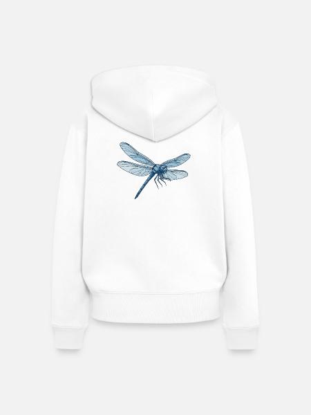 Geometrische Drachenfliege Blau - Frauen Premium Bio Zip Hoodie - Weiß