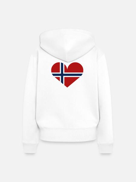 Norwegische Herzflagge - Frauen Premium Bio Zip Hoodie - Weiß