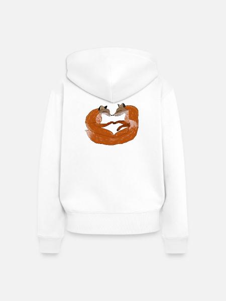 Fuchsherz Zweisamkeit - Frauen Premium Bio Zip Hoodie - Weiß