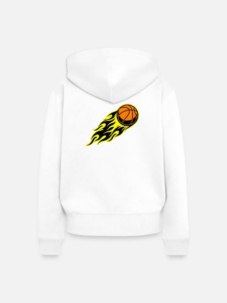 Basketball Flamme - Frauen Premium Bio Zip Hoodie - Weiß