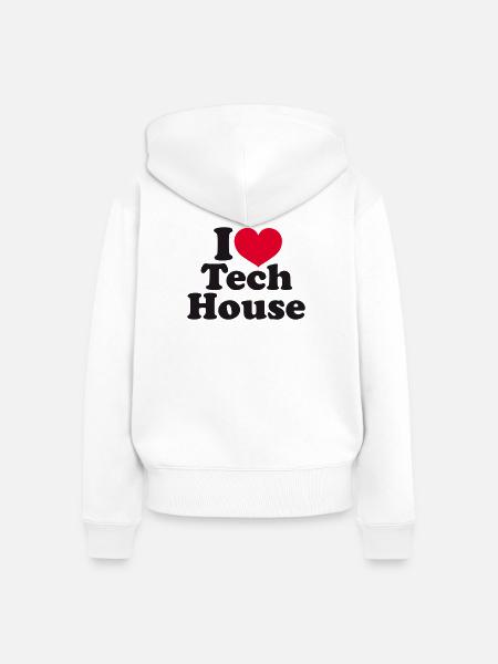 I Love Tech House - Frauen Premium Bio Zip Hoodie - Weiß