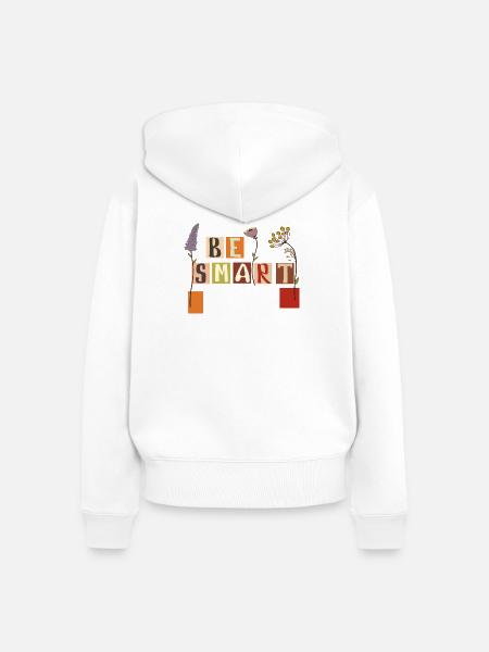 Be Smart - Frauen Premium Bio Zip Hoodie - Weiß