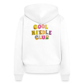 Cool Needle Club - Women's Premium Organic Zip Hoodie - white - Back - AI Model Female 172 light (172cm)