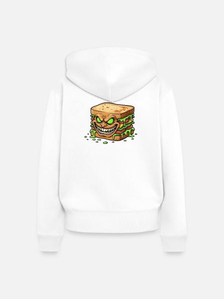 Grusel-Sandwich Monster - Frauen Premium Bio Zip Hoodie - Weiß