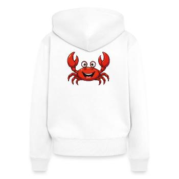 Dessin animé joyeux du crabe rouge - Sweat à capuche zippé Premium bio Femme - blanc - Dos - AI Model Female 172 light (172cm)