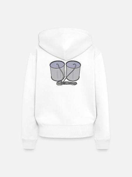 Blechdosen-Telefon - Frauen Premium Bio Zip Hoodie - Weiß
