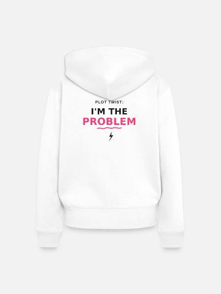Plot Twist: Ich bin das Problem - Frauen Premium Bio Zip Hoodie - Weiß