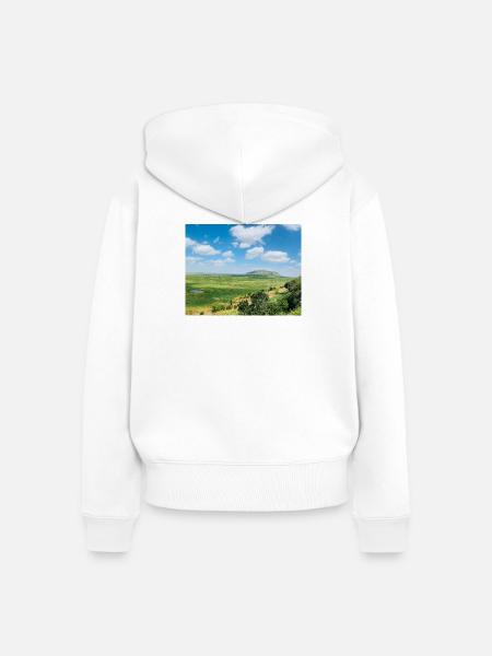Steppenlandschaft mit See - Frauen Premium Bio Zip Hoodie - Weiß