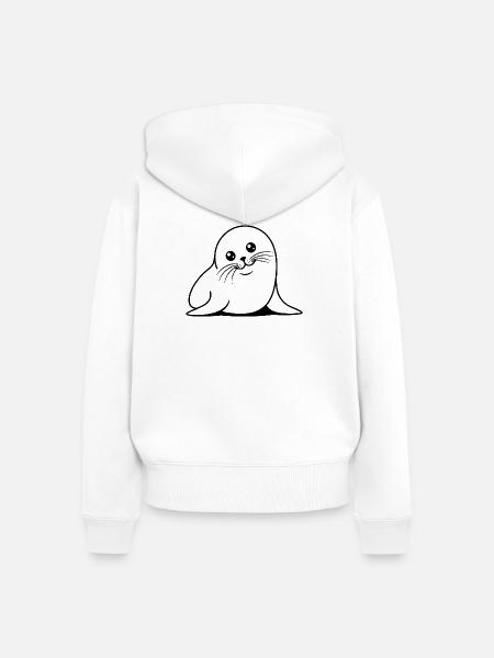 Robbe One Line niedliches Meeresmotiv - Frauen Premium Bio Zip Hoodie - Weiß