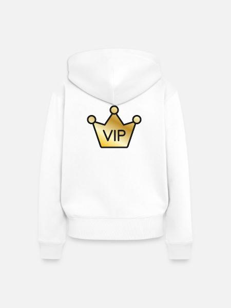 VIP Gold Crown - Frauen Premium Bio Zip Hoodie - Weiß