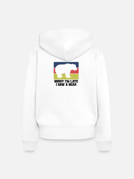 Bär Humor Retro Style - Frauen Premium Bio Zip Hoodie - Weiß
