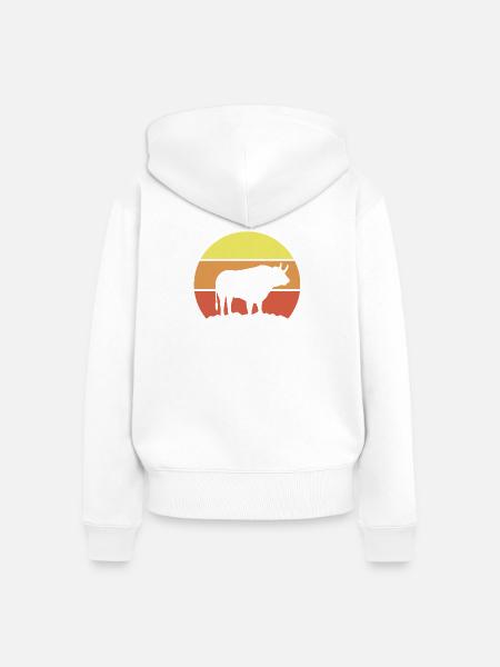 Stier Silhouette Retro - Frauen Premium Bio Zip Hoodie - Weiß