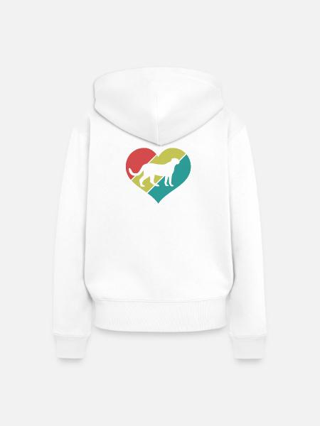 Gepard Herz Retro Style - Frauen Premium Bio Zip Hoodie - Weiß