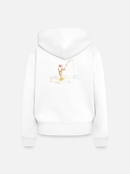 Fischer Zeichnung Retro Stil - Frauen Premium Bio Zip Hoodie - Weiß