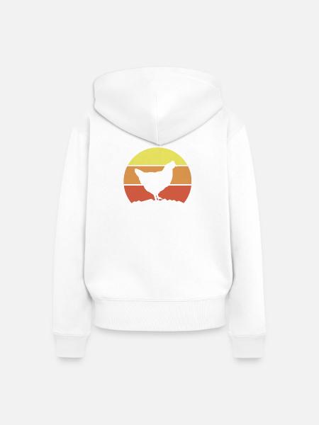 Huhn Silhouette Retro - Frauen Premium Bio Zip Hoodie - Weiß