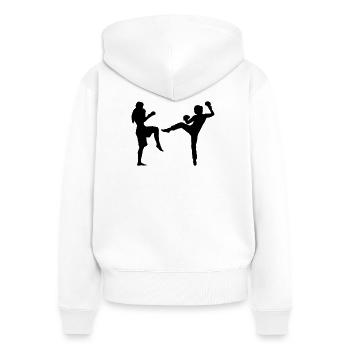fight_girls - Sweat à capuche zippé Premium bio Femme - blanc - Dos - AI Model Female 172 light (172cm)