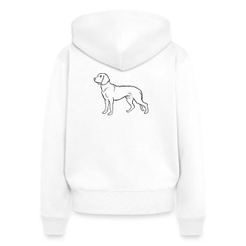 Chien de soudage hanovrien - Sweat à capuche zippé Premium bio Femme - blanc - Dos - AI Model Female 172 light (172cm)
