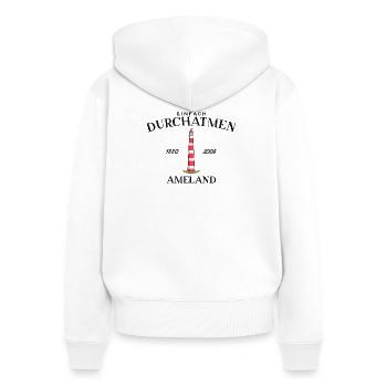 Ameland, Einfach mal Durchatmen, Zeichnung - Frauen Premium Bio Zip Hoodie - Weiß - Hinten - AI Model Female 172 light (172cm)
