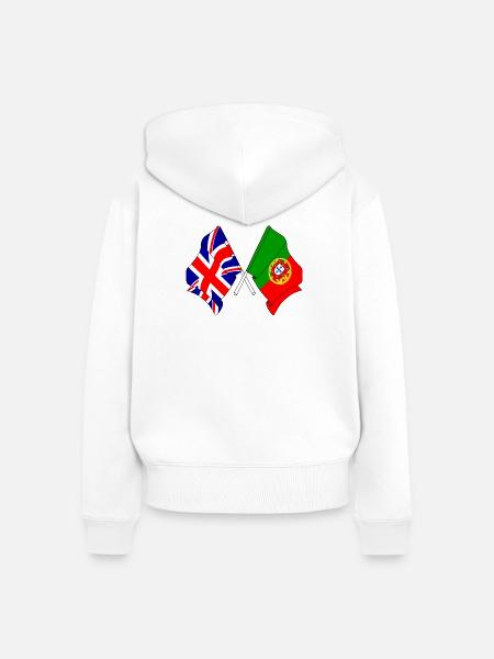 Flagge England, Flagge Portugal - Frauen Premium Bio Zip Hoodie - Weiß