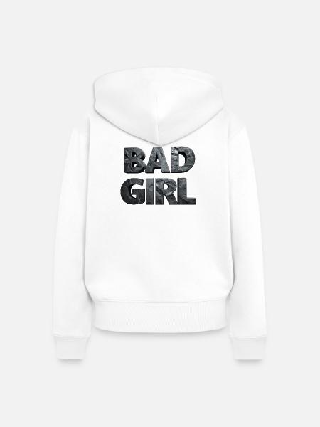 Bad Girl – Glatter Stein - Frauen Premium Bio Zip Hoodie - Weiß