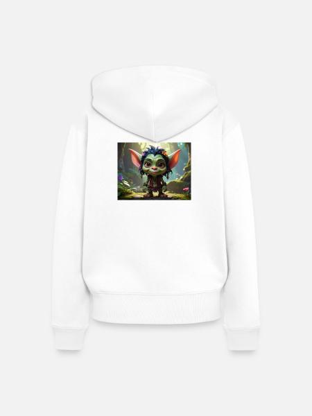 Grüner Waldkobold Charakter - Frauen Premium Bio Zip Hoodie - Weiß