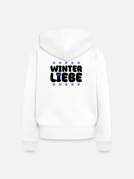 Winter Liebe Herz - Frauen Premium Bio Zip Hoodie - Weiß