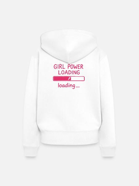 Girl Power Loading Bar - Frauen Premium Bio Zip Hoodie - Weiß