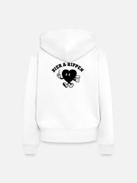 Bier und Kippen - Frauen Premium Bio Zip Hoodie - Weiß