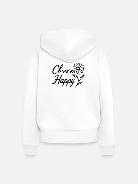Choose Happy - Frauen Premium Bio Zip Hoodie - Weiß