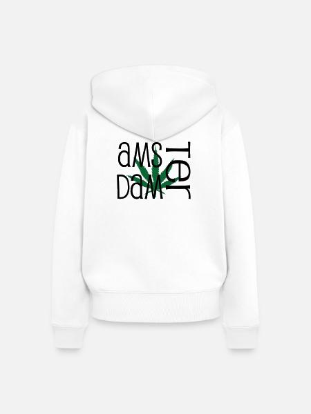 Amsterdam - Cannabis - Weed - Frauen Premium Bio Zip Hoodie - Weiß