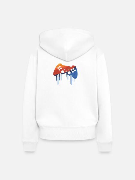 gamer retro - Frauen Premium Bio Zip Hoodie - Weiß