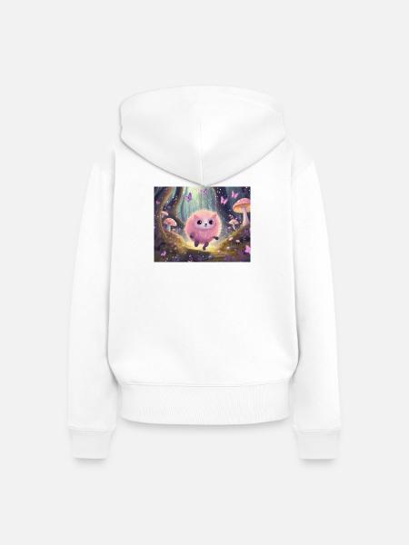 Fluffiges Waldkätzchen im Feenwald - Frauen Premium Bio Zip Hoodie - Weiß